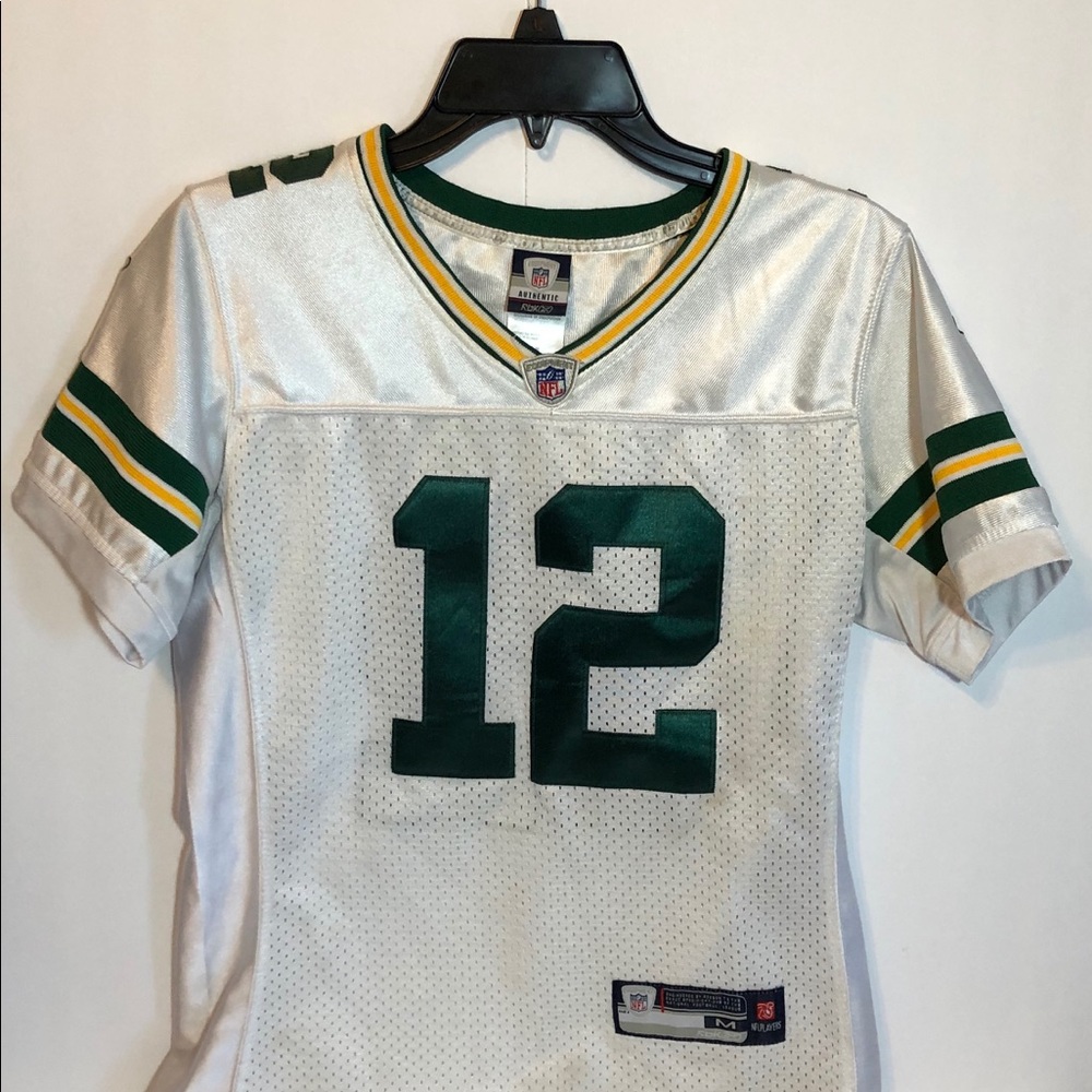 Aaron Rodgers #12 Jersey NFL White Med RBK Women